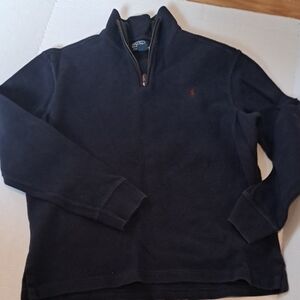 POLO RALPH LAUREN Navy Blue 1/4 Zip 100% Cotton Size M Sweater